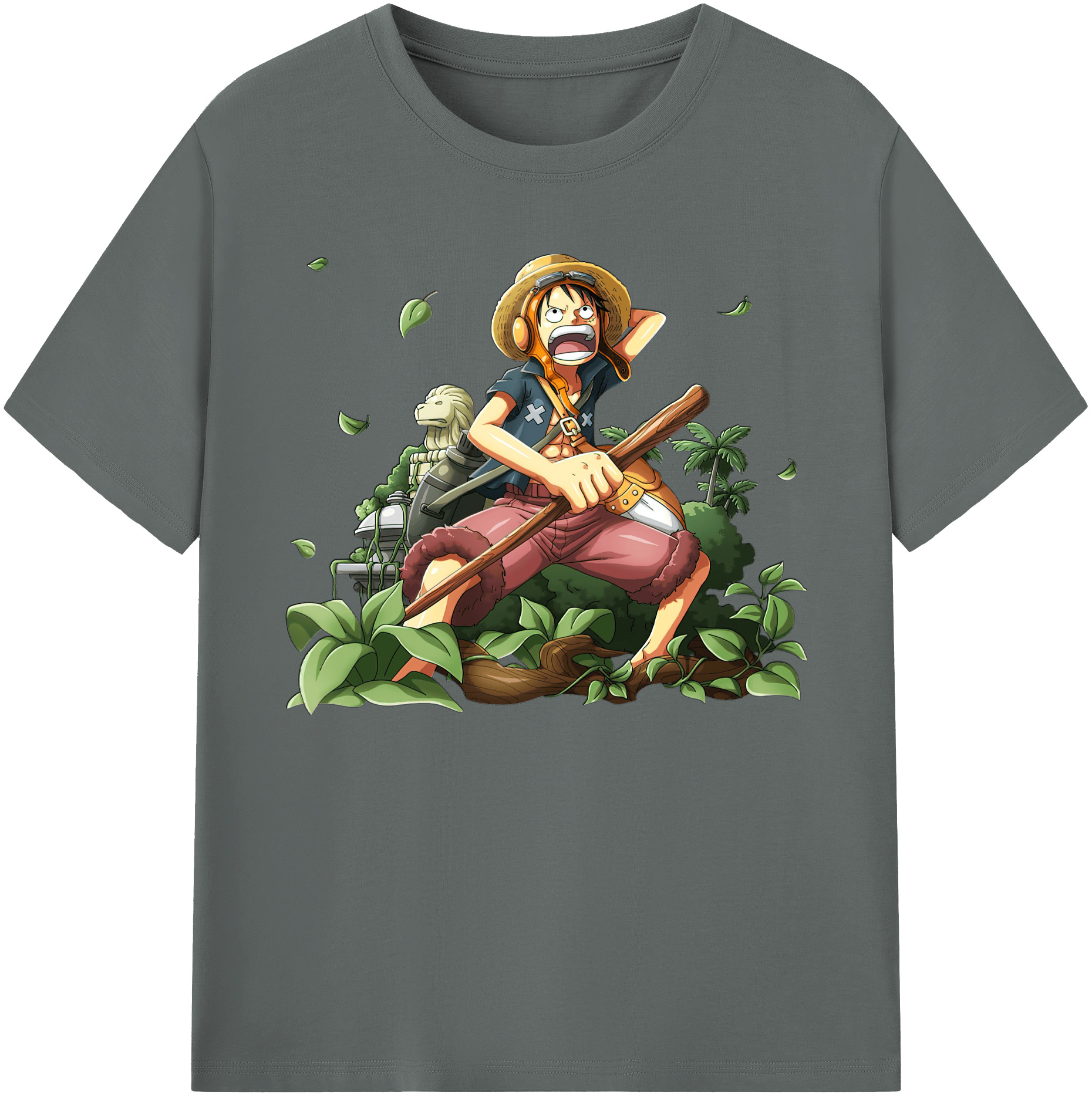 ワンピース モンキー・D・ルフィ ONE PIECE Monkey D. Luffy 綿100％ メンズ半袖Tシャツ｜肌触りやわらか＆通気性